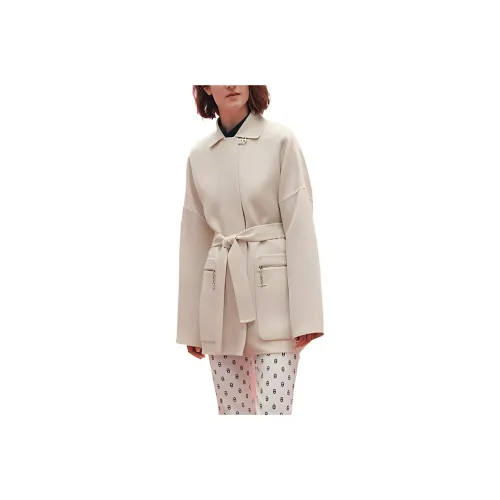 HERMES SS23 Velvet feel Coat Women's Ecru