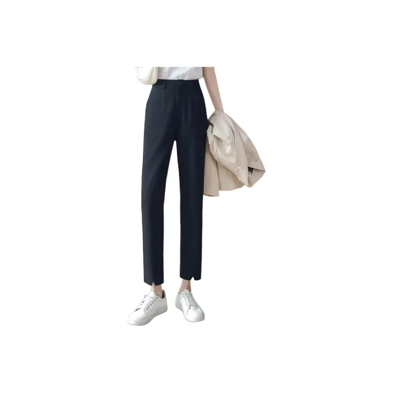 Mo Han Yi Mei Casual Pants Women's Navy Blue-0