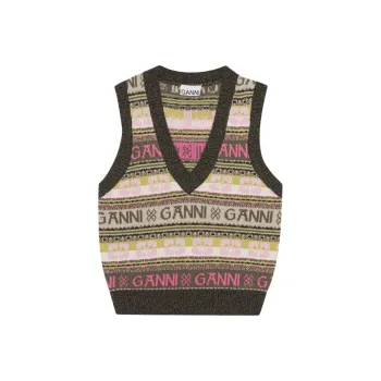 GANNI Logo Wool Mix Vest 'Kalamata'