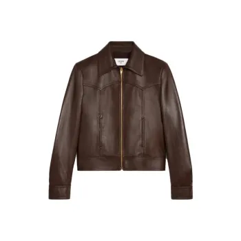 CELINE FW23 Leather Jacket Women's Brown