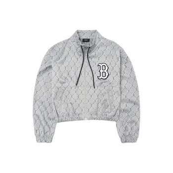 MLB Boston Red Sox Cropped Coats Women's Light Gray