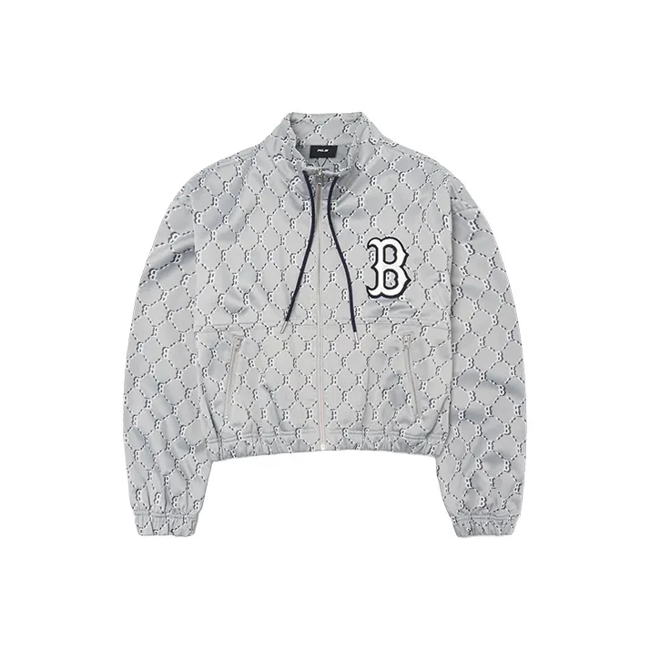 MLB Boston Red Sox Cropped Coats Women's Light Gray-0