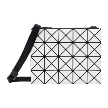 ISSEY MIYAKE Prism Textile Shoulder Bag Small Size Women's White & Black