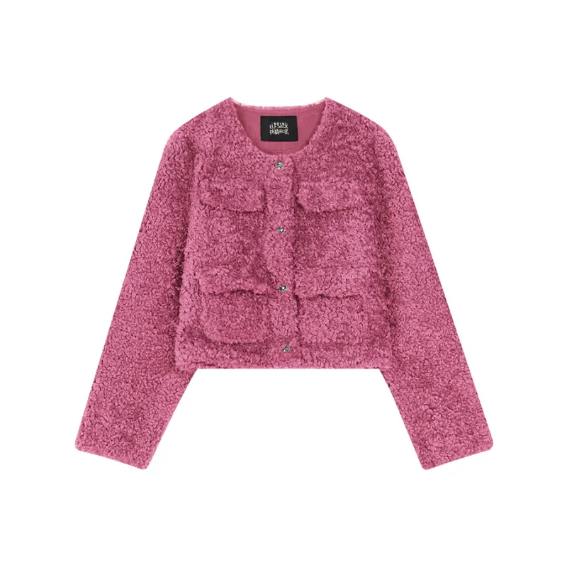 ELF SACK Cropped Velvet Coat With A Design Touch Women's-2