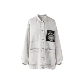 III VIVINIKO Denim Jacket Women's Light Gray