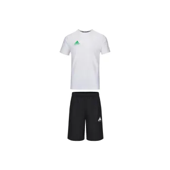 Adidas Casual Sportswear Men Set White With Green Logo+Black