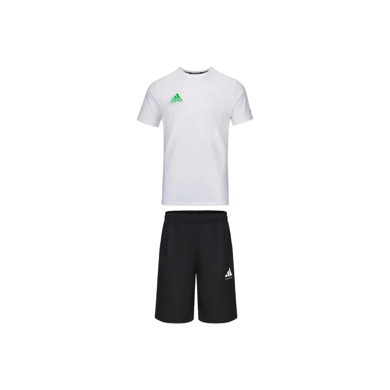 Adidas Casual Sportswear Men Set White With Green Logo+Black-0