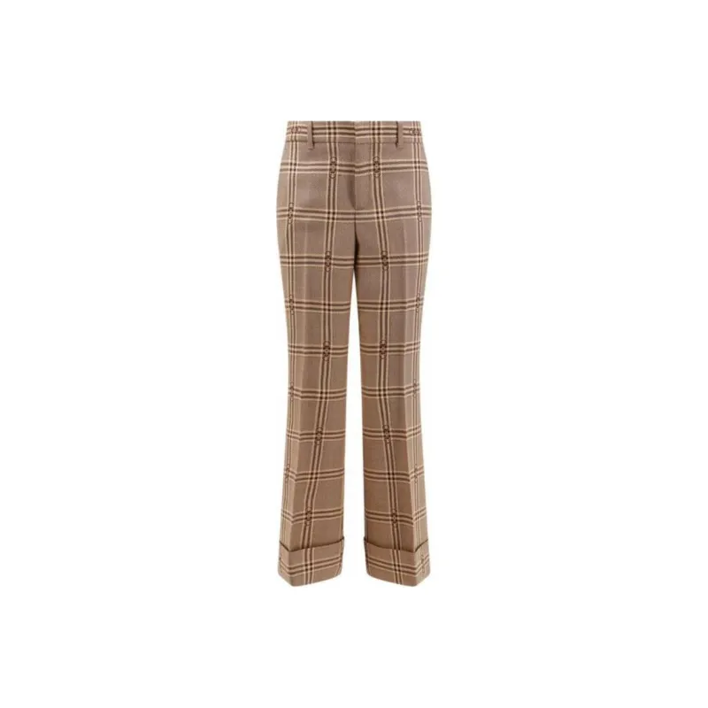 GUCCI Horsebit-check Flared Trousers-0