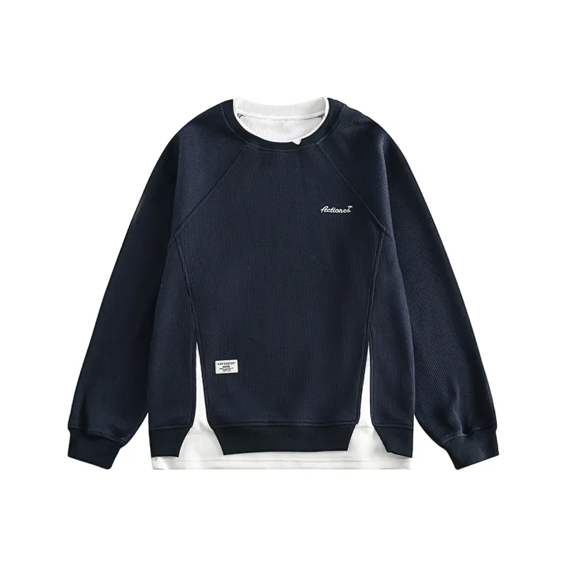 PAZZO Heavyweight Mock Two Piece Crew Neck Sweatshirt Coat Unisex-8