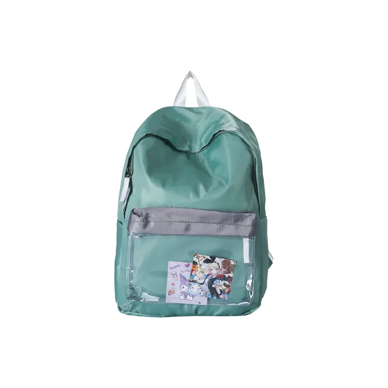 Yalu Nylon Backpack Regular Unisex Green/Light Blue/Pink-6