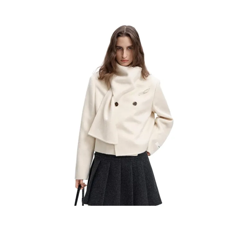 Self Who Scarf Collar Coat Women's-8