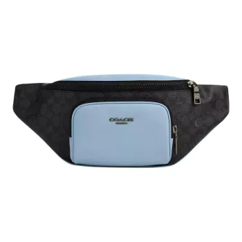 COACH Coated Canvas Fanny Pack Tubas Men's Light Blue & Black