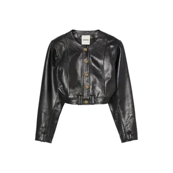 Sandro Cropped Leather Jacket