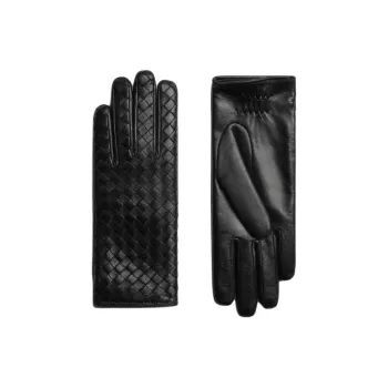 Bottega Veneta Lambskin, Nappa Leather, Cashmere Gloves Women's Black