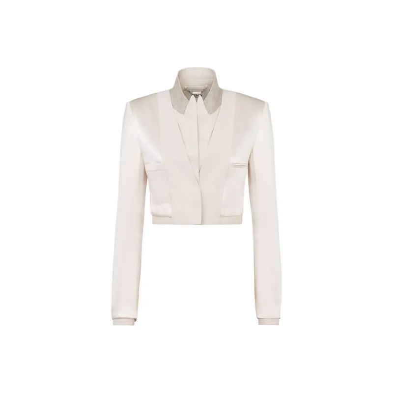 FENDI Cropped Satin Suit Jacket-0