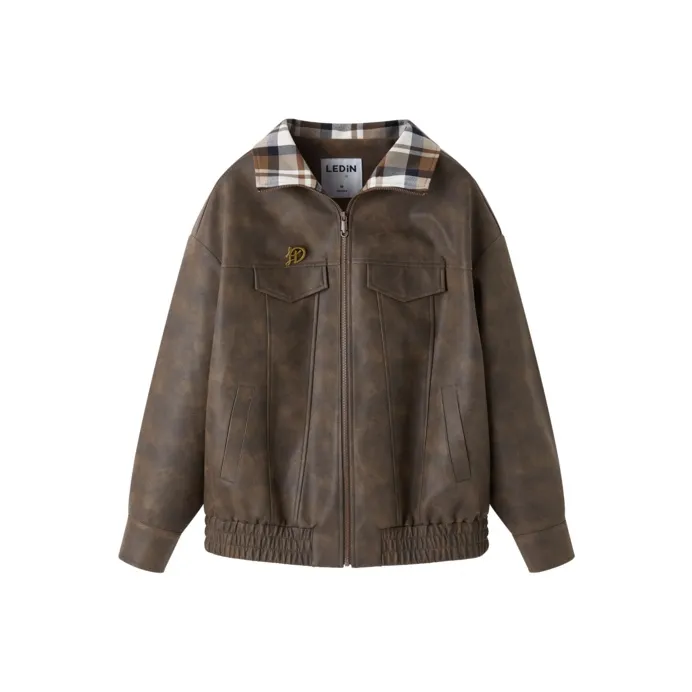 LEDIN Leather Jacket Women's Brown-0