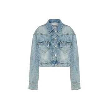 MOSCHINO Jeans Button-Up Cropped Denim Jacket