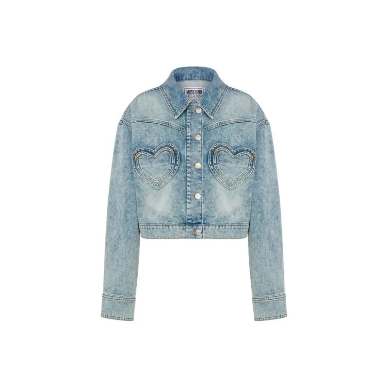MOSCHINO Jeans Button-Up Cropped Denim Jacket-0