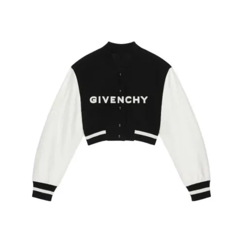 Givenchy Cropped Varsity Leather Jacket 'Black/White'