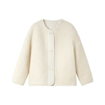 VIMLY Cropped Coats Women's Cream Apricot