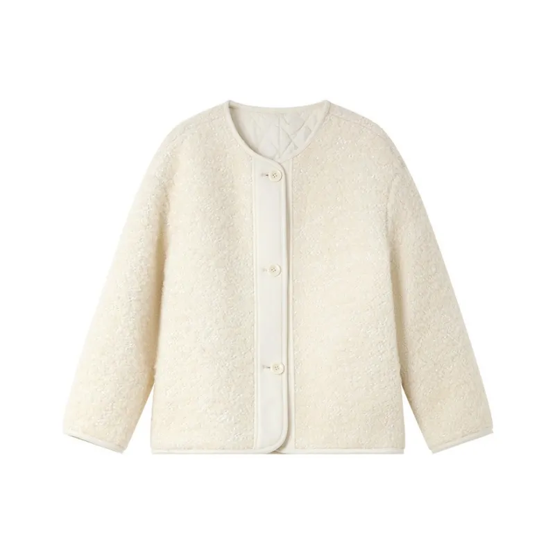 VIMLY Cropped Coats Women's Cream Apricot-0