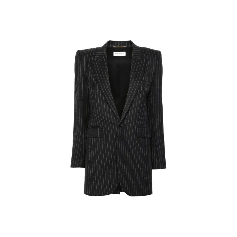SAINT LAURENT Single Breasted Striped Blazer-0