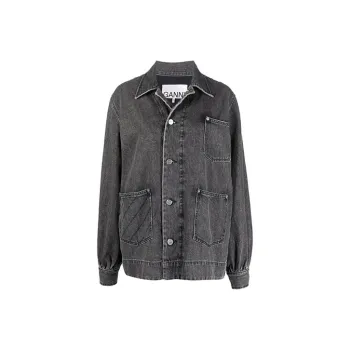 GANNI Denim Jackets Women's Gray