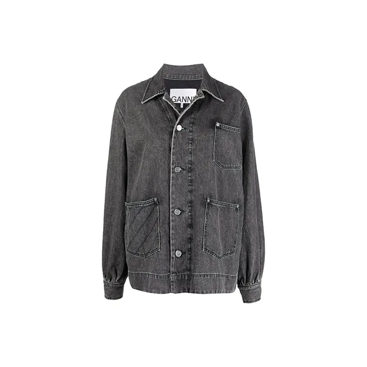 GANNI Denim Jackets Women's Gray-0