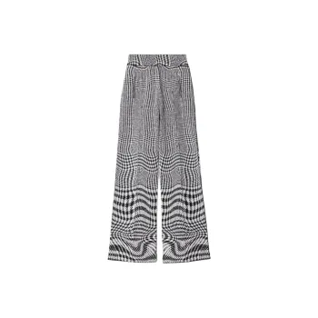 Burberry Wraped Houndstooth Jacquard Wide-Leg Trousers