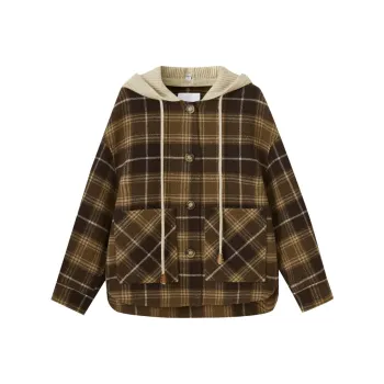 SHUIYUNJIAN Coats Women's Coffee Plaid