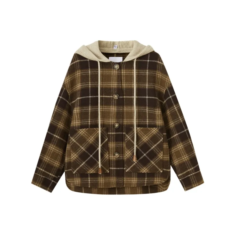 SHUIYUNJIAN Coats Women's Coffee Plaid-0