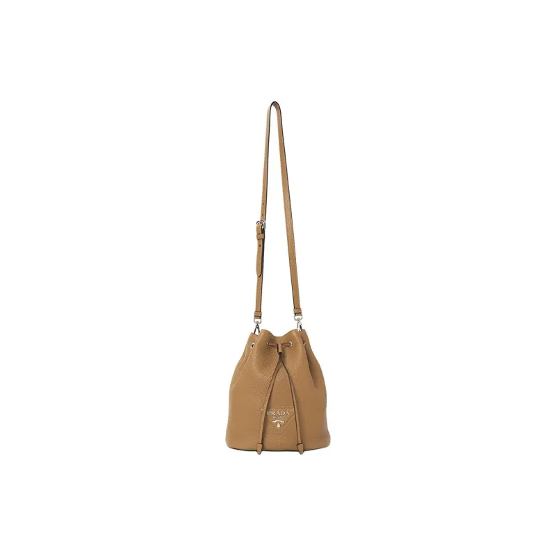 PRADA Cow Leather Bucket Bag, Shoulder Bag Women's Brown-1