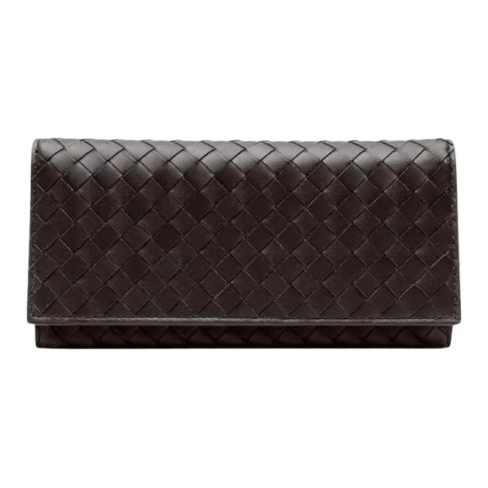Bottega Veneta Leather Wallet Unisex Chocolate-0