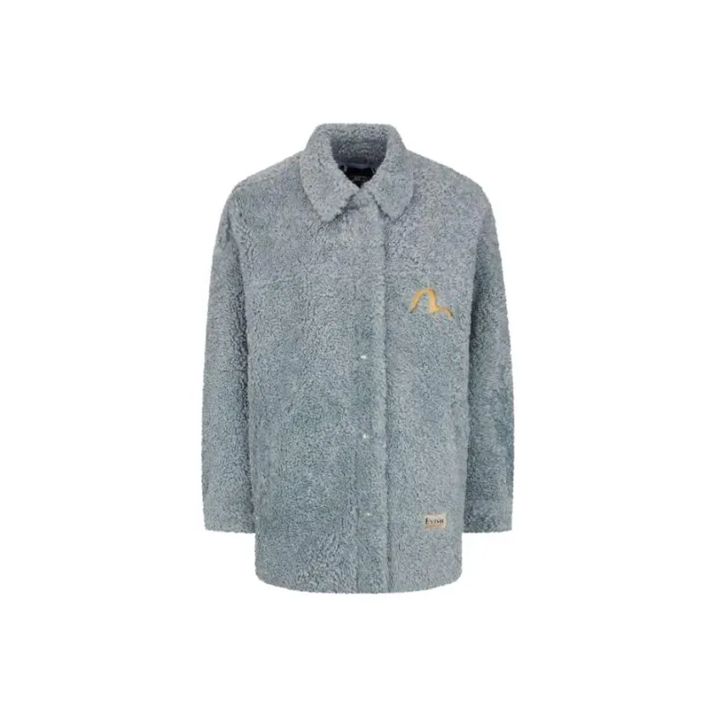 EVISU FW23 Velvet feel Coat Women's Ice Blue-0