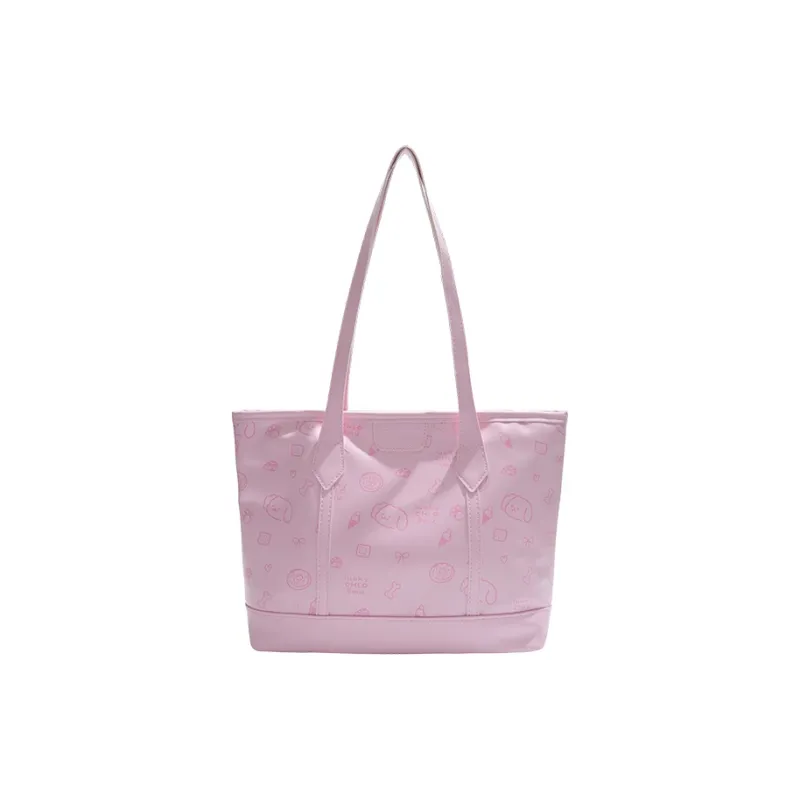 RIVMIND PU Tote Bag, Shopping Bag, Shoulder Bag Women's White/Pink/Brown-6