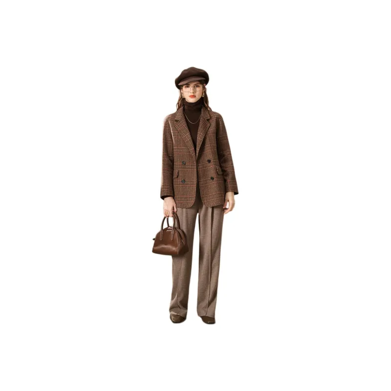 FENHONGMALI Business Suit Women's Red Line Plaid-0