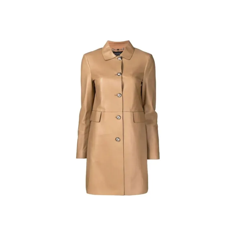 GUCCI Leather Jackets Women's Brown-0