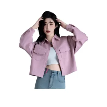 You Cow Me Pants Denim Jacket Women's Pink
