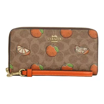 COACH Canvas Wallet Trumpets Women's Tan & Multicolor
