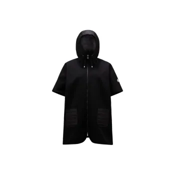 Moncler Zip Up Hooded Cape Coat