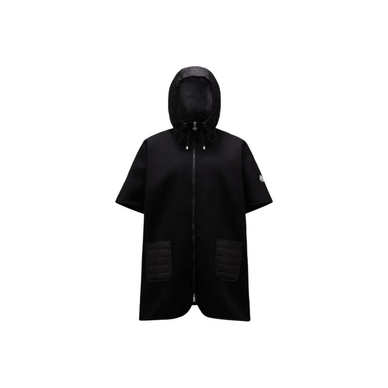 Moncler Zip Up Hooded Cape Coat-0