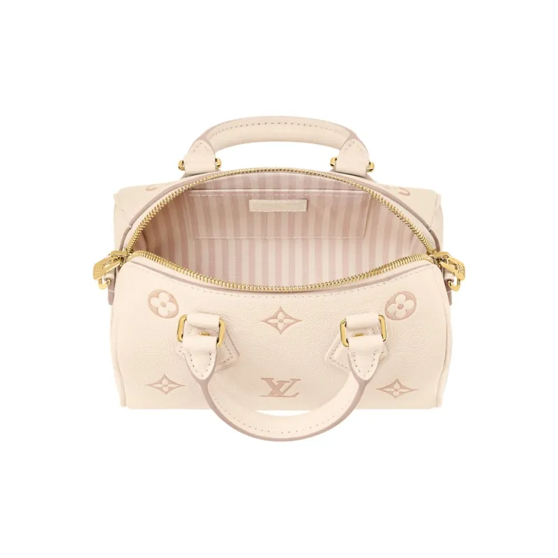LOUIS VUITTON Speedy Embossed Grain Cow Leather Shoulder Bag, Crossbody Bag, Handbag Women's Beige-3
