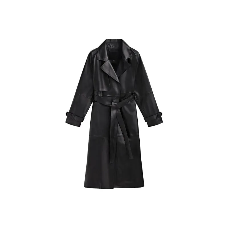 Massimo Dutti Trench Coat Women's Black-0