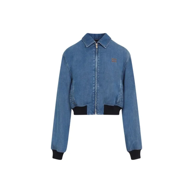 MIU MIU Zipped Denim Jacket-0