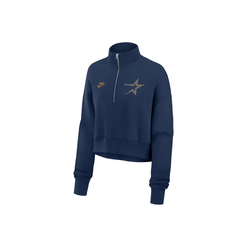 Nike Houston Astros Cooperstown Phoenix Women's Nike Mlb Cropped 1/2 Zip Crew-0