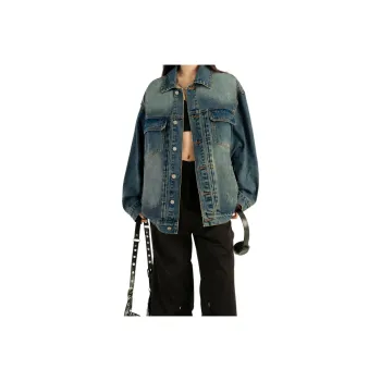 Wen Shan Denim Jacket Women's Dark Blue