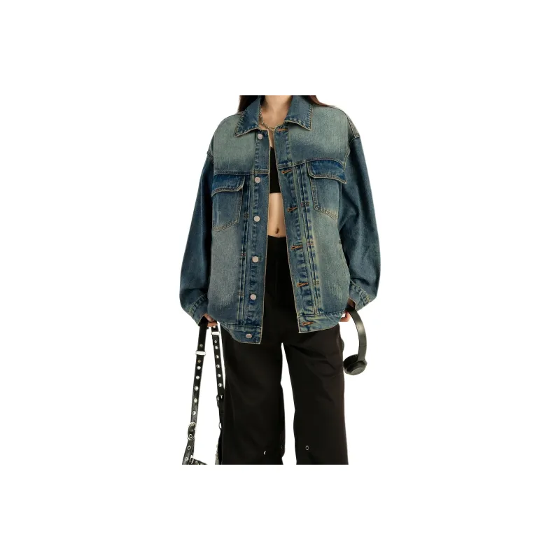 Wen Shan Denim Jacket Women's Dark Blue-0