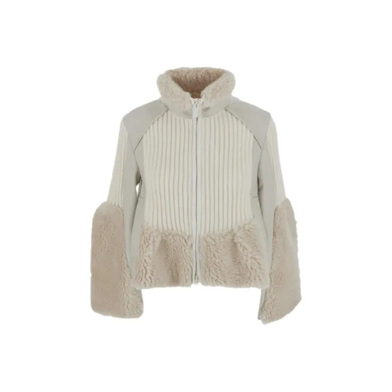 Sacai Faux Shearling Knit Jacket 'Off White/Ecru'-0