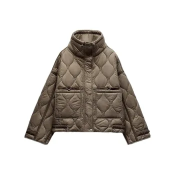 ZARA Puffer Jacket Women's Dark Taupe