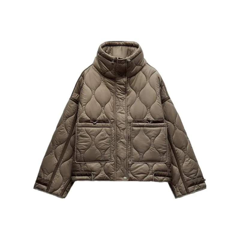 ZARA Puffer Jacket Women's Dark Taupe-0